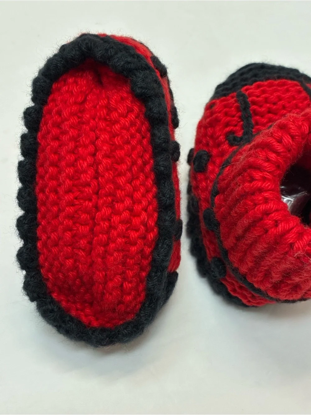 Art Walk Lady Bug Red and Black Knit Baby Booties - Kids Accessories